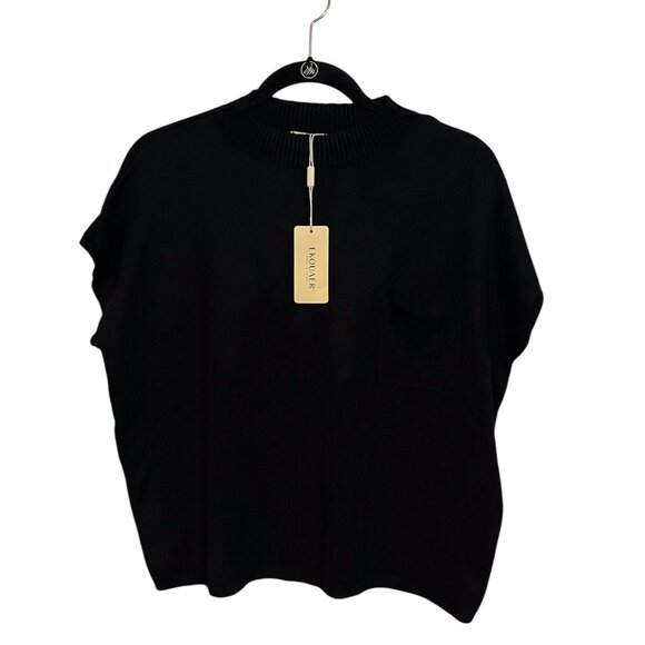Ekouaer Black Knit Cap Sleeve Stretch Sweater Pullover Size: XL - Picture 8 of 8